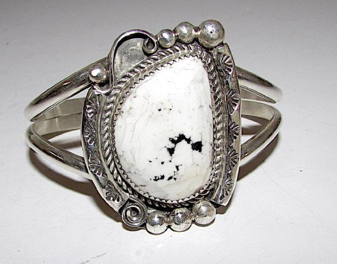 Vintage Navajo Sterling Silver White Buffalo Turquoise (1 of 3)