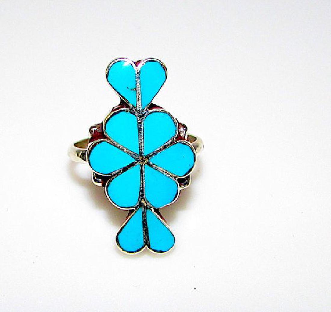 Zuni Sterling Silver Seeping Beauty Mine Turquoise Ring (1 of 2)