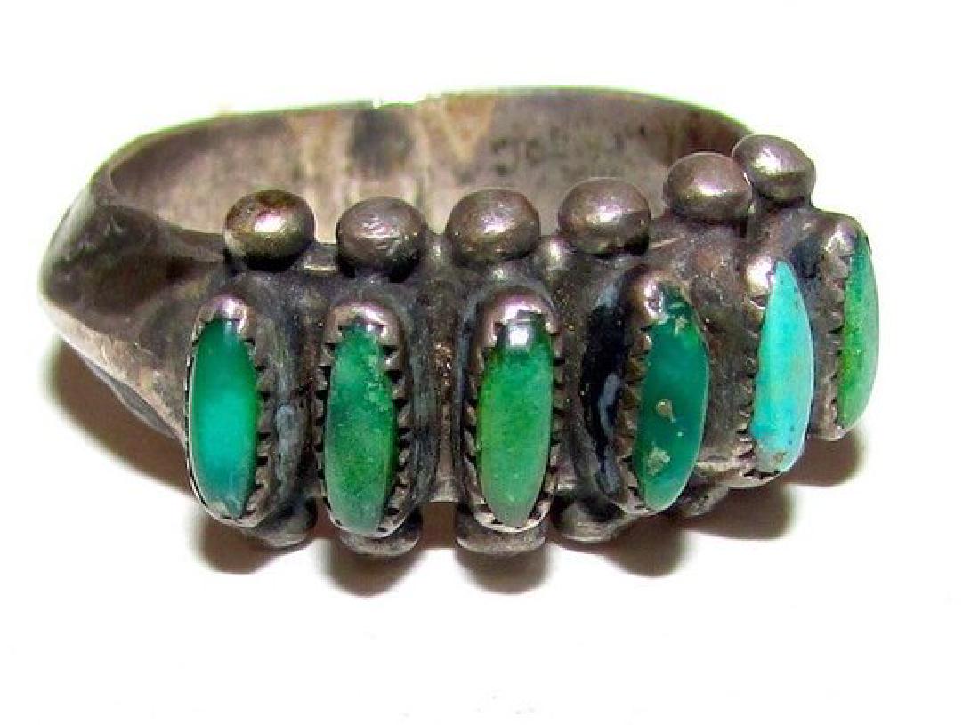 Vintage Zuni Sterling Silver Cerillos Mine Turquoise (1 of 3)