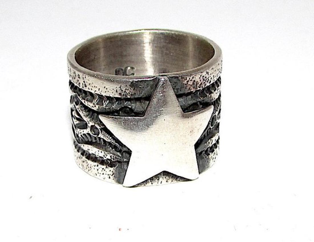 Navajo Derrick Cadman Sterling Silver Band Ring with (1 of 4)