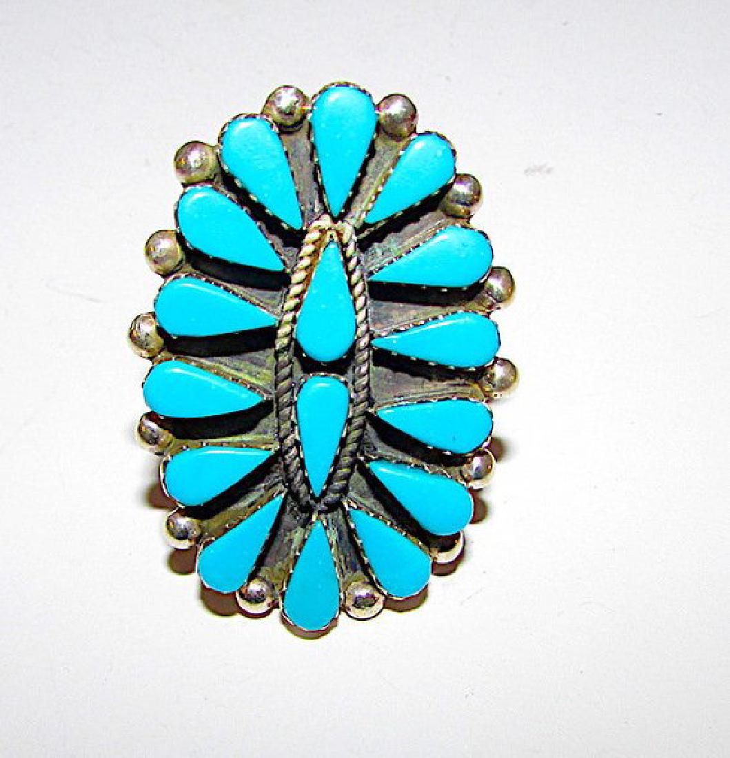 Zuni Sterling Silver Sleeping Beauty Turquoise Cluster (1 of 3)