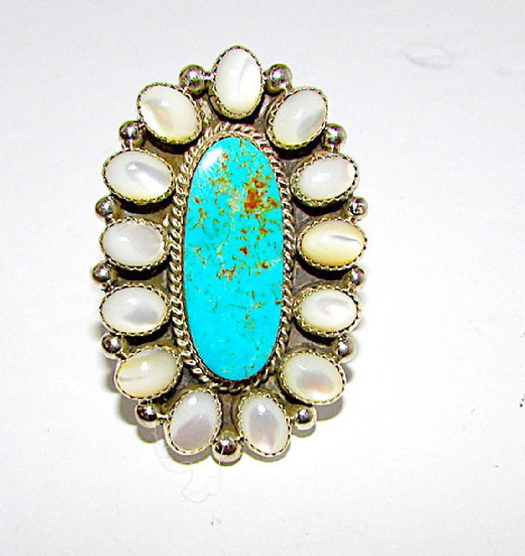 NavajoDry Creek Turquoise Ring Mother or Pearl (1 of 3)