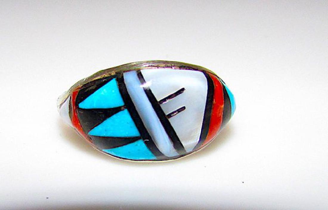Zuni Sterling Silver Turquoise Coral Mother of Pearl (1 of 3)