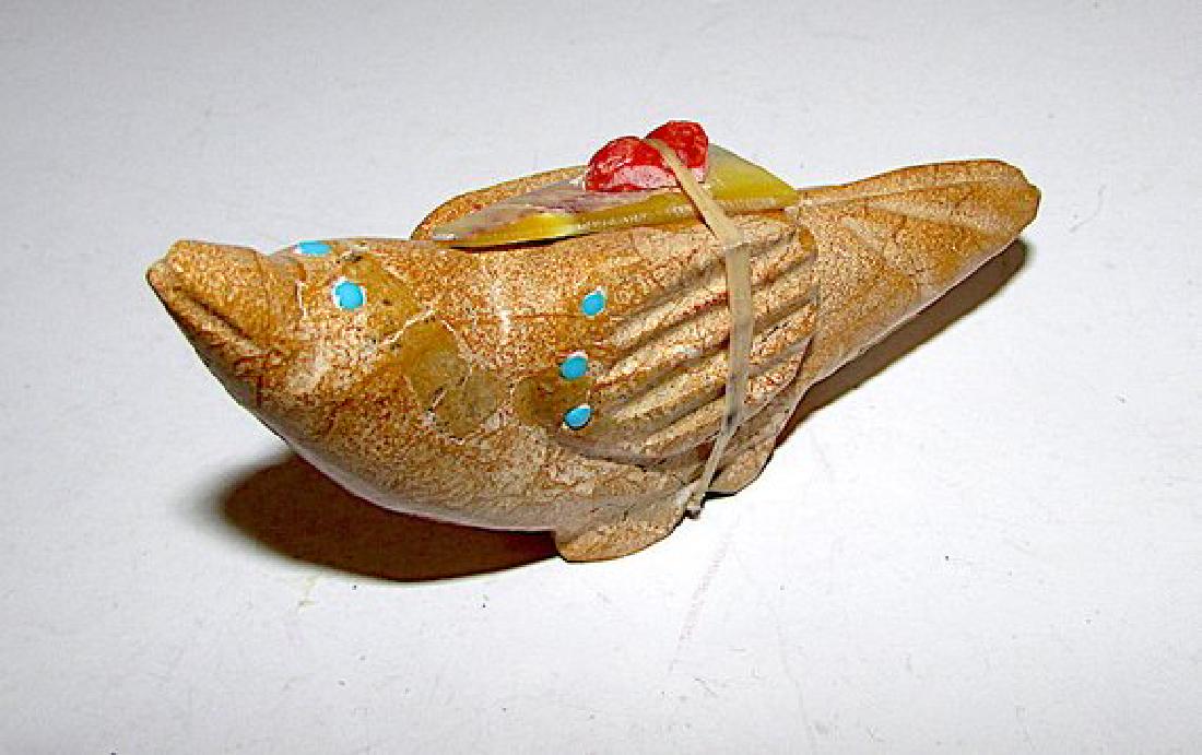 Zuni Travertine Turquoise Bird Fetish Hand Carved by (1 of 3)