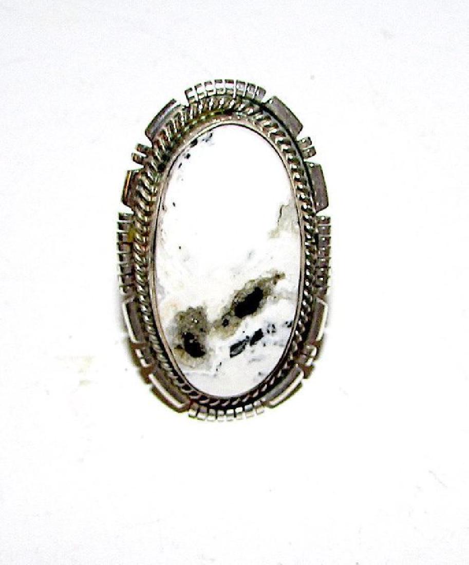 Navajo White Buffalo Turquoise Ring Size 6 In Sterling (1 of 4)