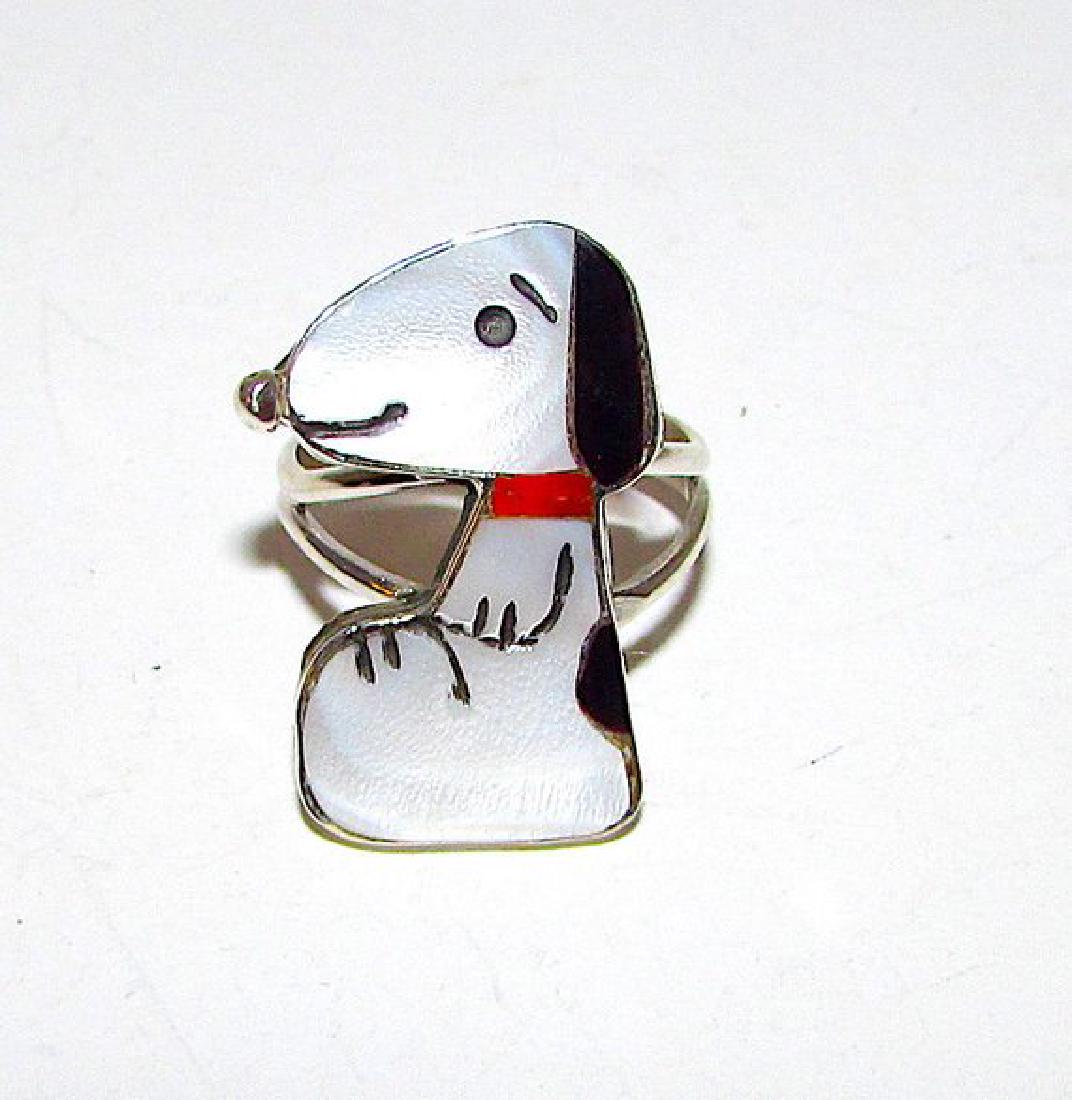 Rare Zuni SNOOPY Peanuts Sterling Silver Inlaid Stone (1 of 3)