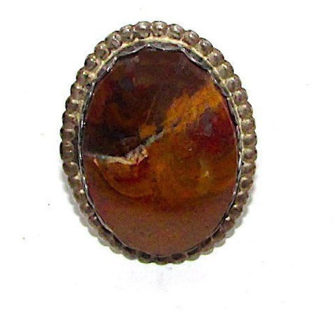 Navajo Old Pawn Sterling Silver Petrified Wood Huge (1 of 2)