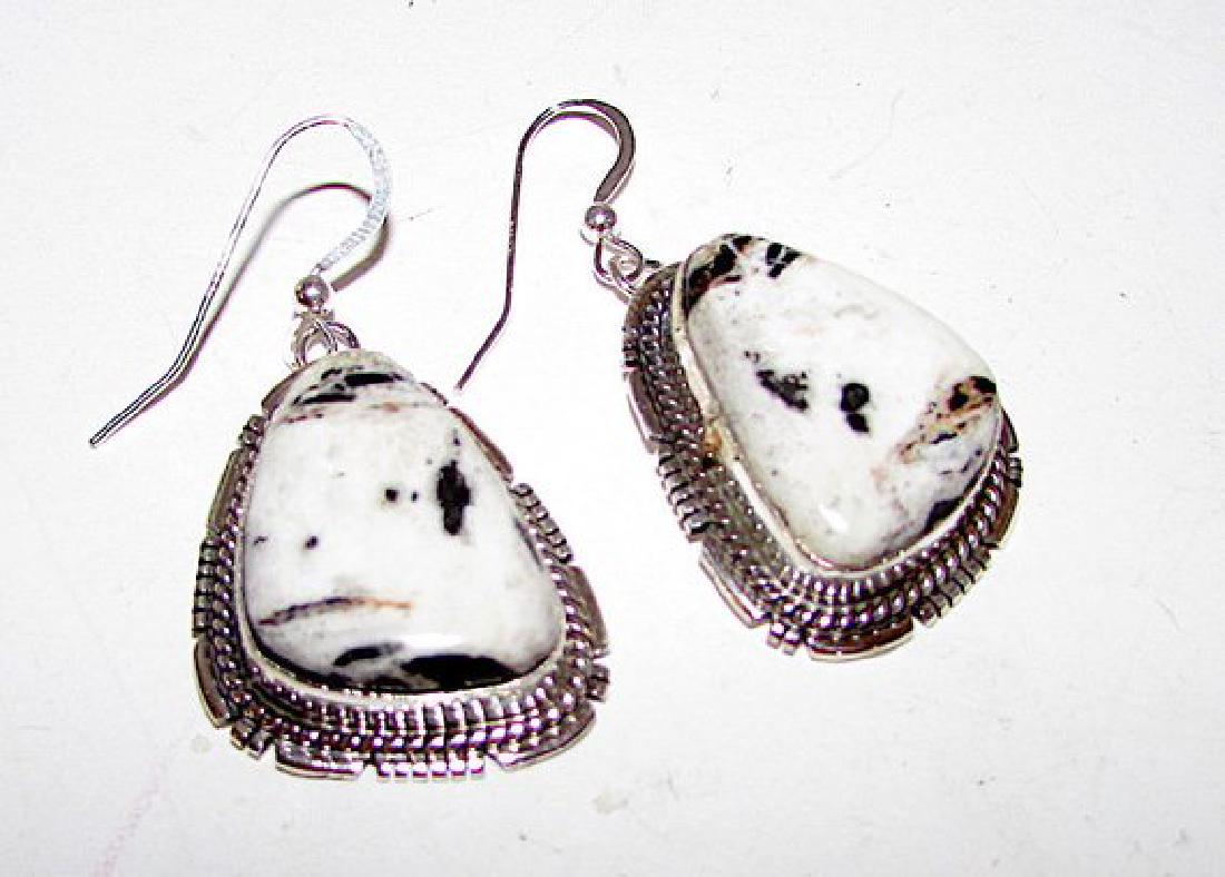 Navajo Sterling Silver White Buffalo Turquoise Pierced (1 of 3)