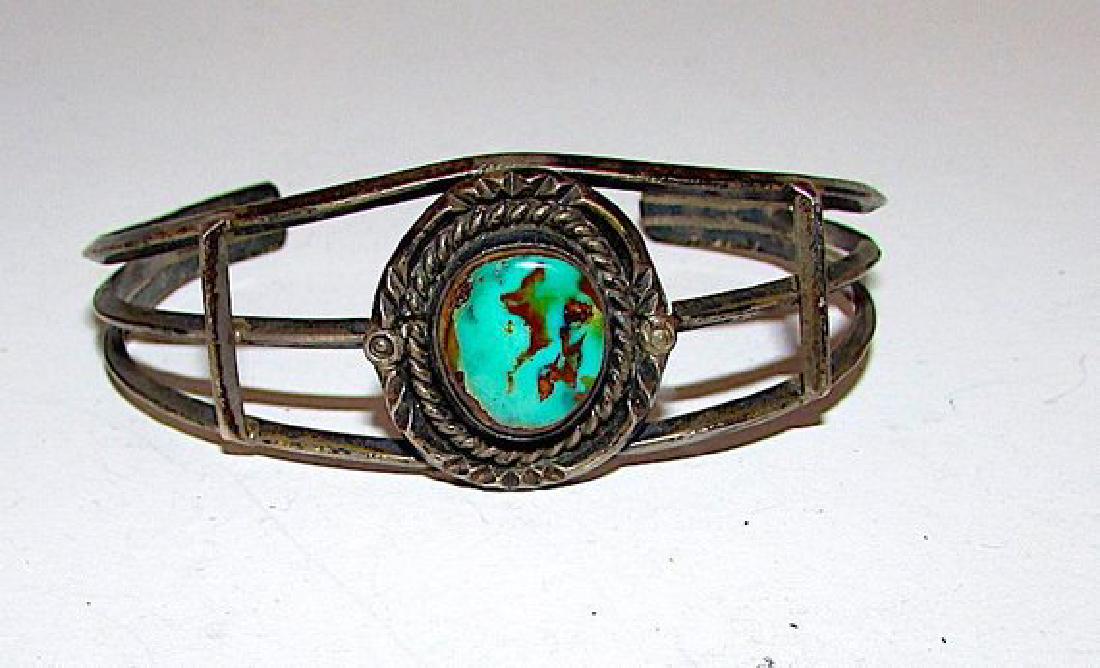 Old Pawn Navajo Sterling Silver Royston Turquoise Cuff (1 of 3)