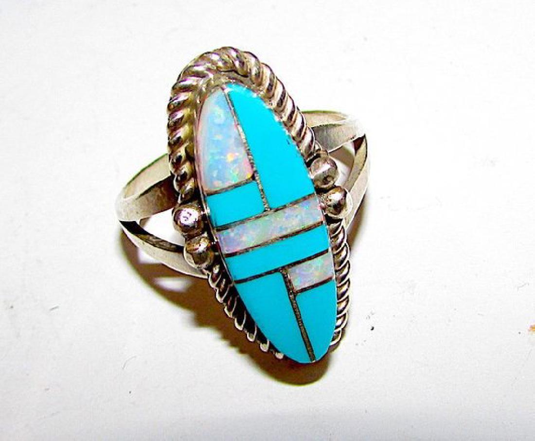 Navajo Sterling Silver Turquoise Opal Statement Ring (1 of 2)