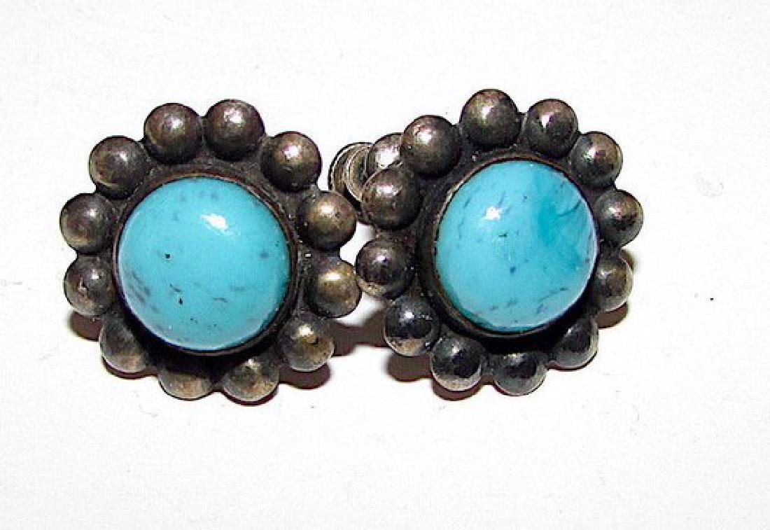Pre Eagle Mexican Sterling Silver Turquoise TAXCO Screw (1 of 2)