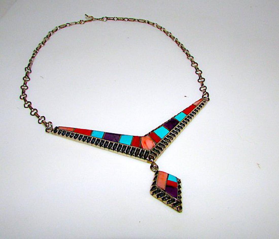Native American Navajo Sterling Silver Turquoise Coral (1 of 3)