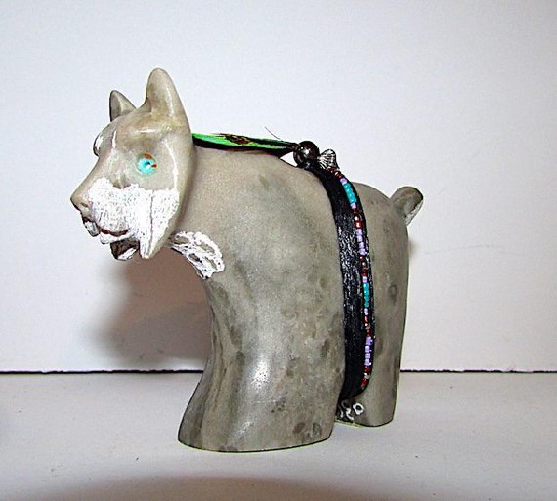 Navajo Harold Davidson Mountain Lion Cougar Fetish: Stunning, large Navajo mountain lion alabaster fetish by the highly collectible artist Harold Davidson. Spectacular piece with phenomenal attention to detail. Signed by the artist and measures 4 1/4" 
