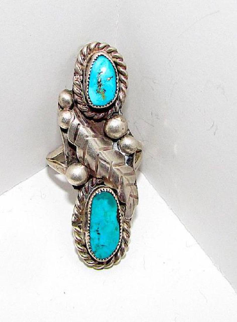 Vintage Navajo Sterling Silver Turquoise Statement Ring (1 of 3)