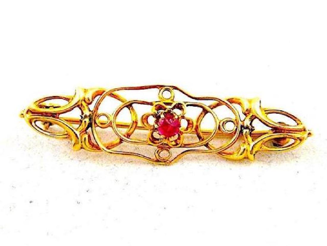 Vintage 10K Gold Garnet Art Nouveau Brooch Pin (1 of 2)