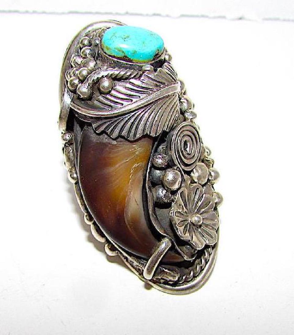 Navajo Henry Sam Bear Claw Ring Sterling Silver (1 of 3)