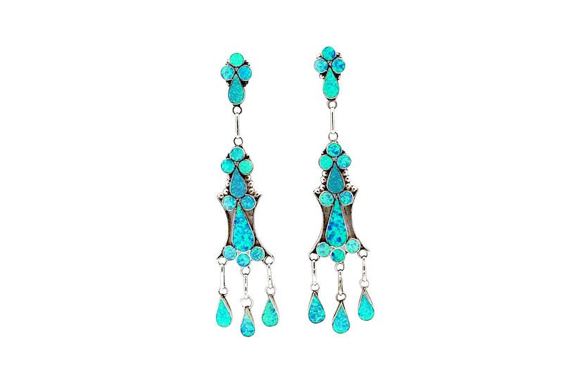 Zuni Sterling Fire Opal Earrings (1 of 3)