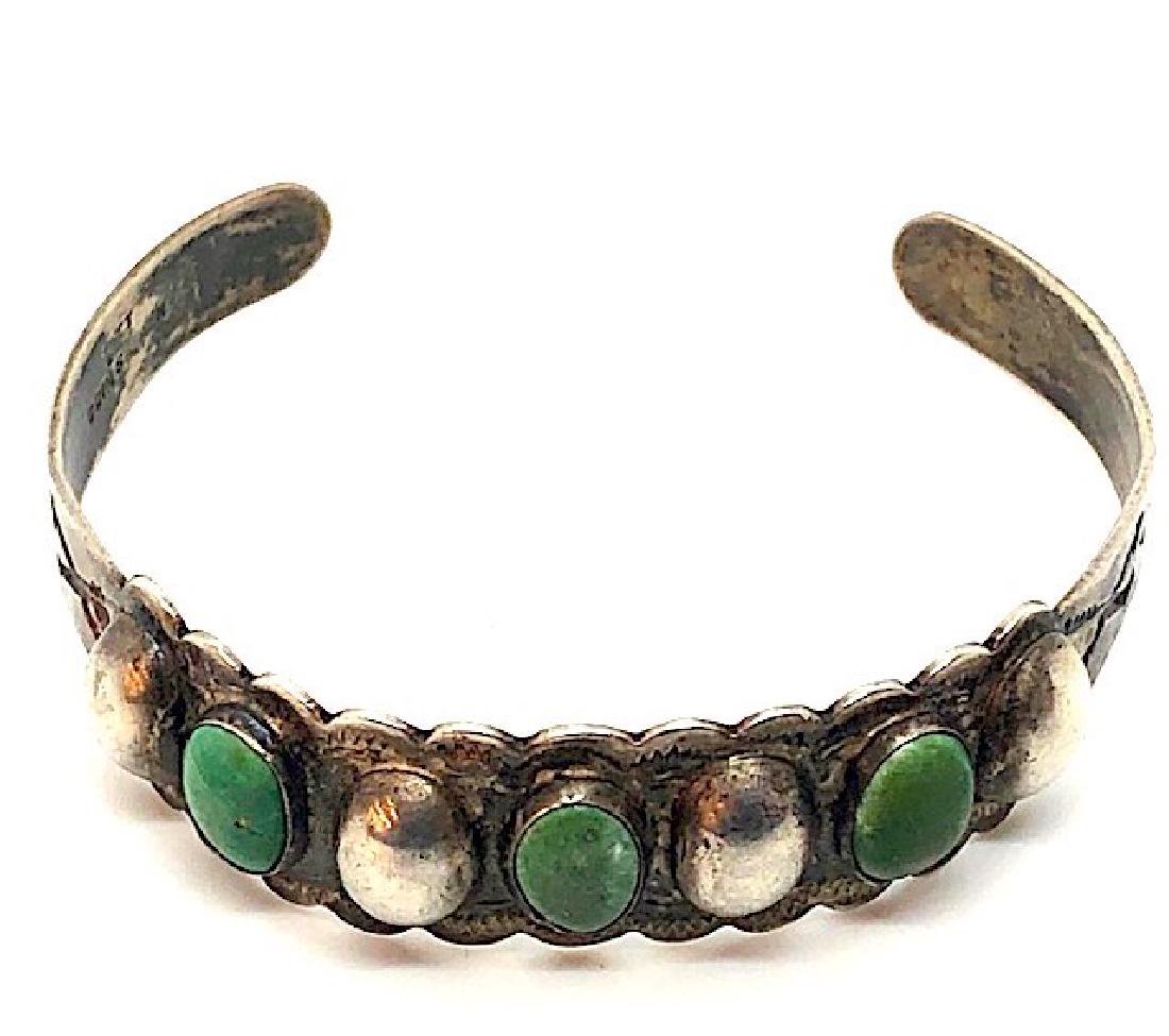 Easly Navajo Coin Silver Turquoise Bracelet (1 of 4)