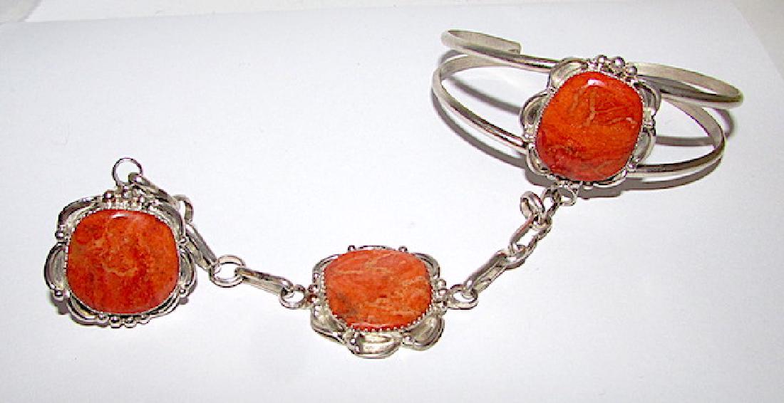 Vintage Navajo Sterling Spiny Oyster Ring Bracelet (1 of 1)