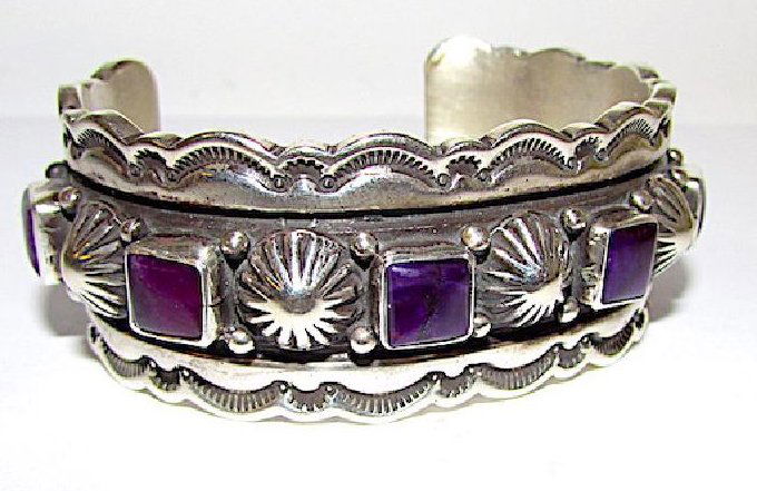 Navajo G Natan Sterling Sugilite Cuff Bracelet (1 of 7)