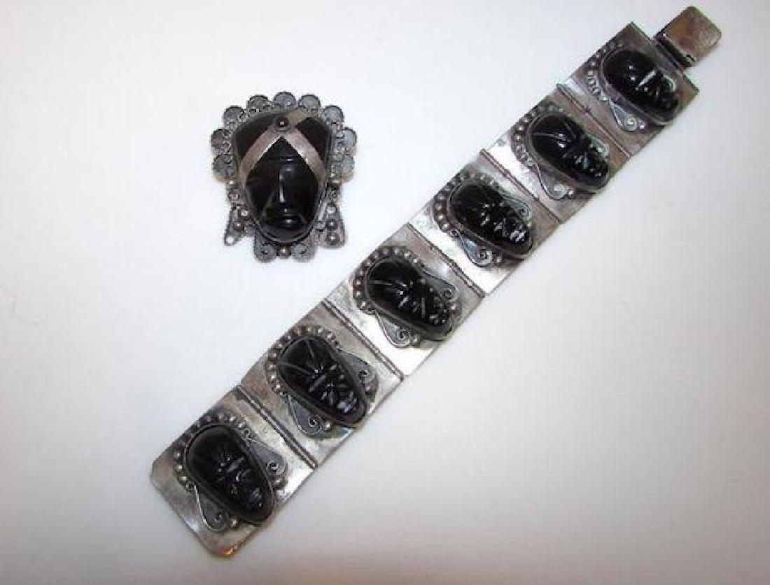 Pre Eagle Mexico Taxco Sterling Silver 925 Carved Onyx (1 of 2)