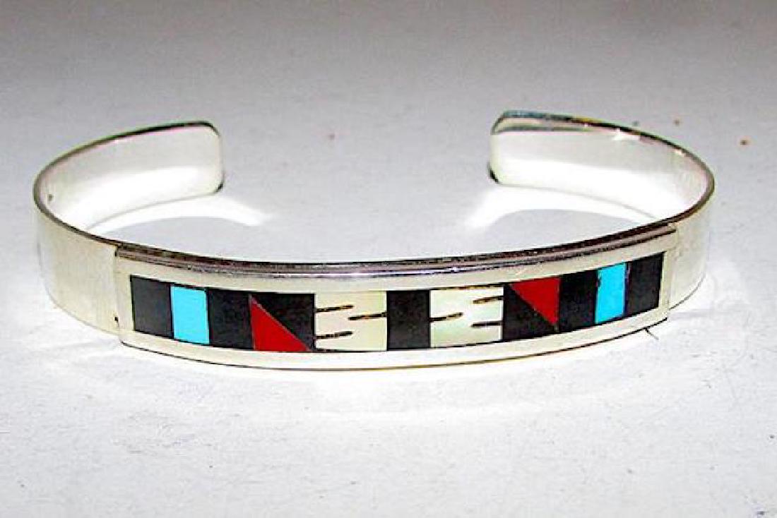 Native American Zuni Sterling Silver Turquoise Coral (1 of 3)