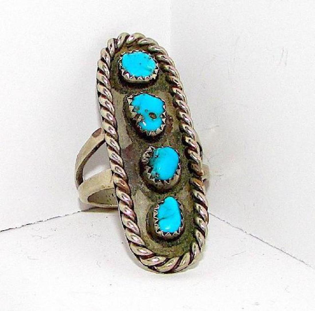 Vintage Navajo Sterling Silver Kingman Turquoise (1 of 4)