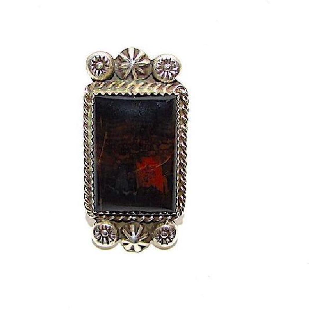 Navajo Old Pawn Sterling Silver Petrified Wood (1 of 2)