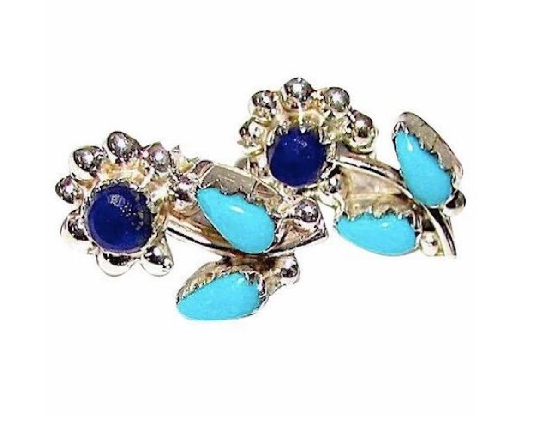 Vintage Zuni Flower Post Earrings Sterling Silver (1 of 2)