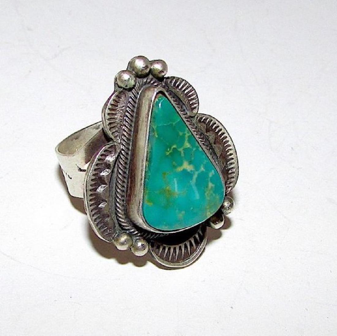 Navajo Carico Lake Green Turquoise Ring Size 7 Native (1 of 3)