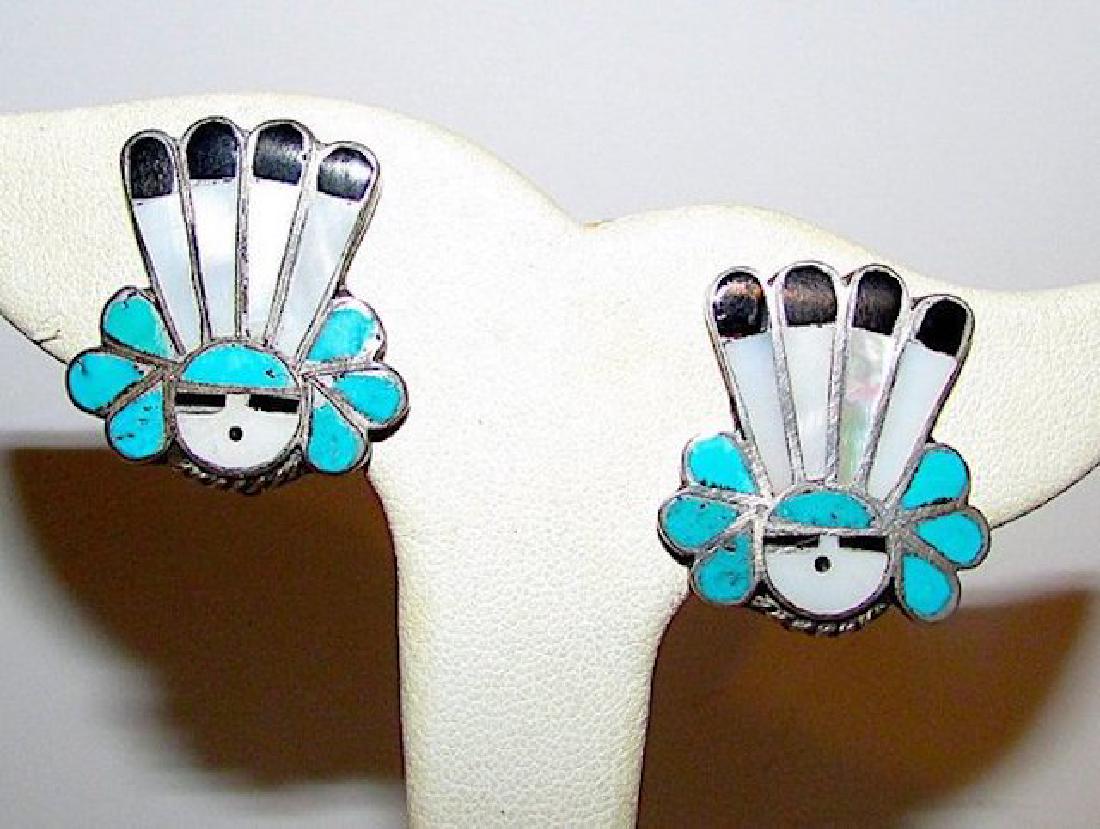 Old Pawn Native American Zuni Sterling Silver Turquoise (1 of 2)