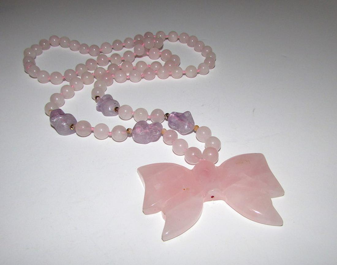 Vintage Pink Quartz Amethyst Necklace (1 of 3)