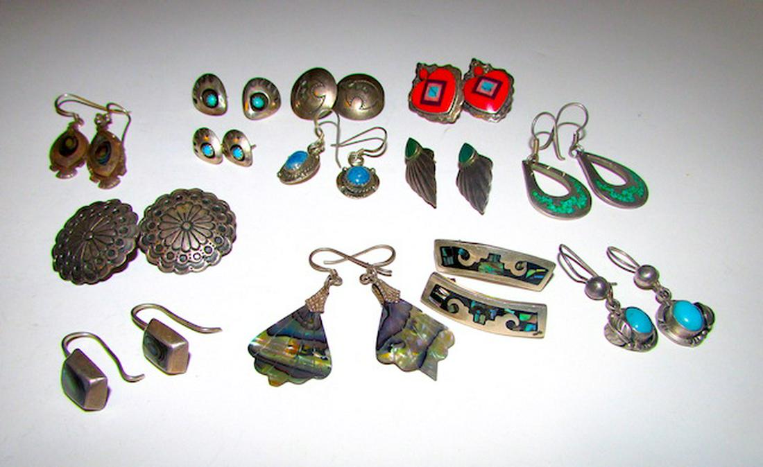 Southwestern Native American Taxco Sterling Earrings (1 of 3)