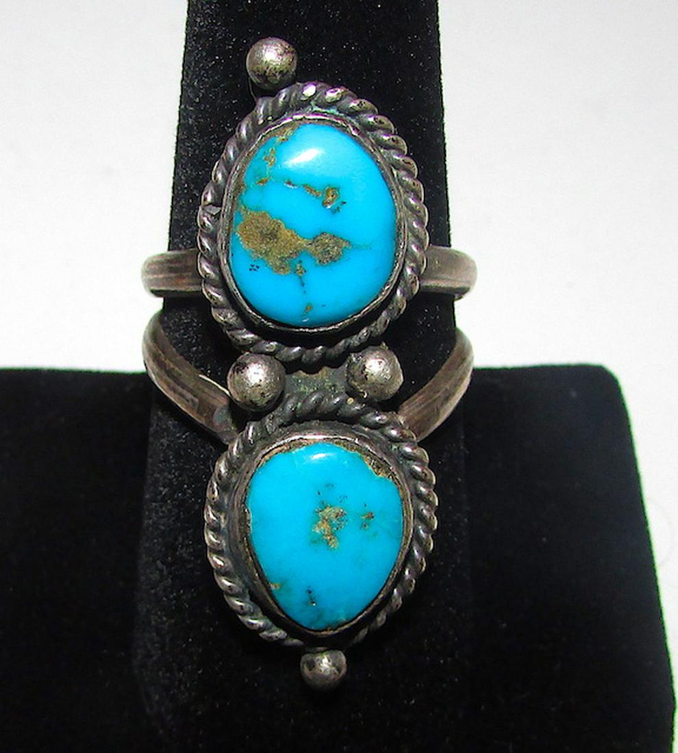 Old Pawn Navajo Sterling Turuqoise Ring Sz. 8 (1 of 3)