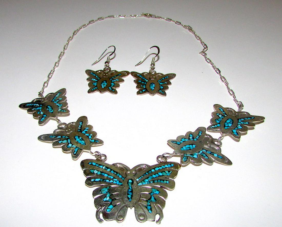 Navajo Charlie Singer Sterling Turquoise Butterfly (1 of 3)