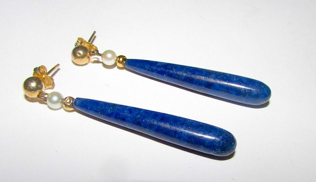 Vintage 14K Gold Lapis Earrings (1 of 3)