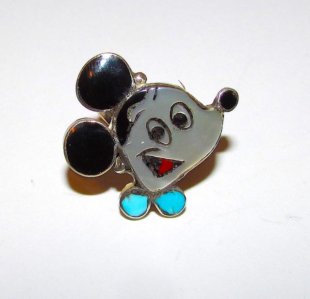 Vntage Zuni Sterling Mickey Mouse Inlay Ring (1 of 3)