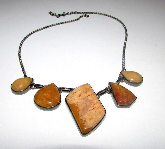 Vintage Deco Sterling Butterscotch Amber Necklace (1 of 3)