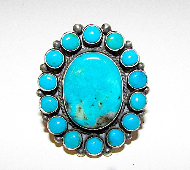 Navajo Tyler Brown Sterling Turquoise Ring Size 8 (1 of 4)