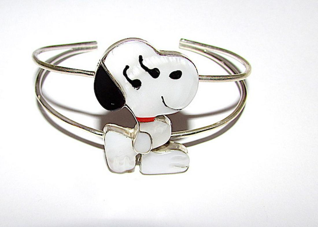 Rare Zuni Inlay Snoopy Peanuts Bracelet (1 of 4)