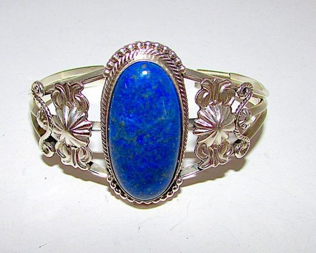 Navajo Sterling Silver Lapis Lazuli Cuff Bracelet (1 of 3)