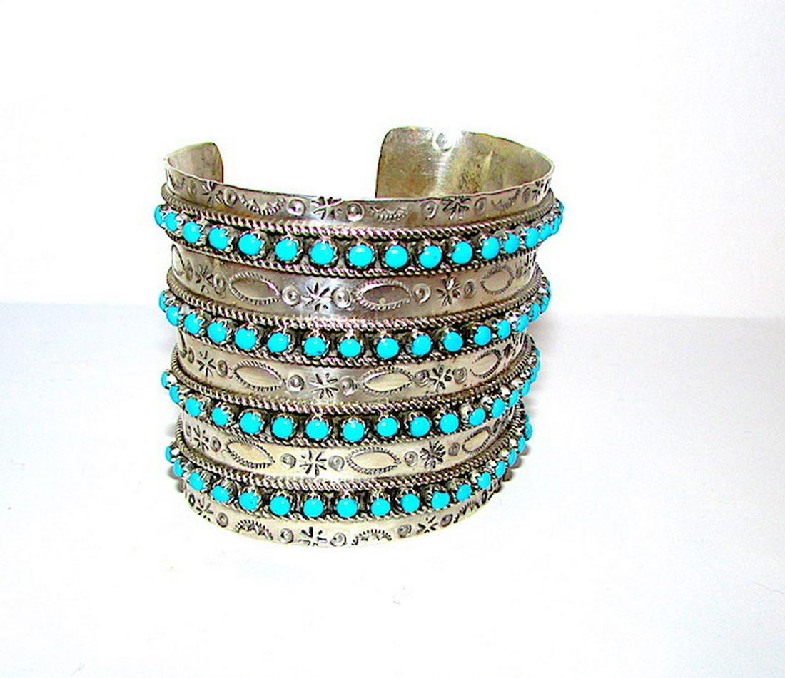 Vintage Zuni Sterling Silver Snake Eye Cuff Bracelet (1 of 3)