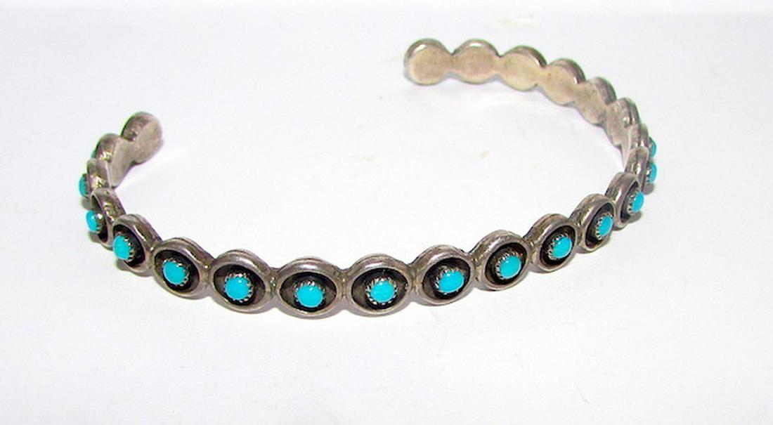 Old Pawn Sterling Turquoise Zuni Bracelet (1 of 3)