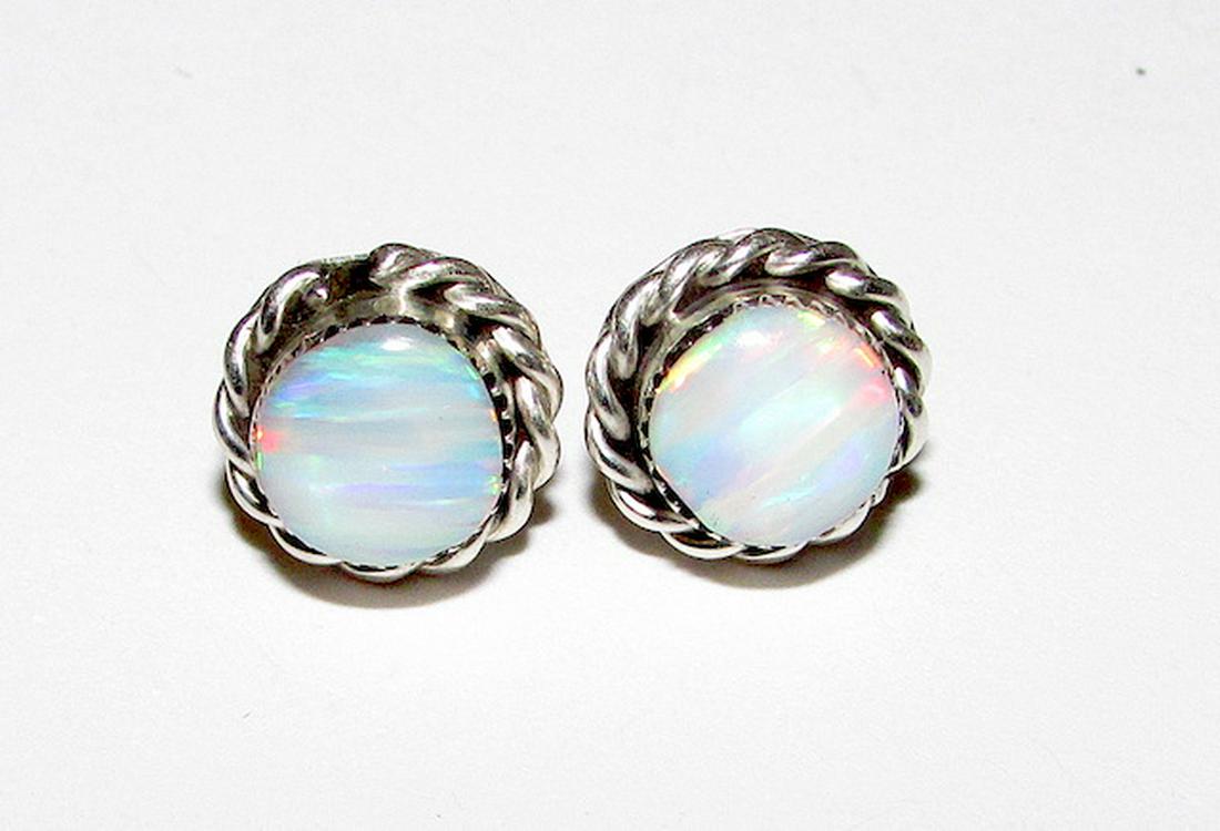 Navajo Sterling Opal Post Earrings (1 of 3)