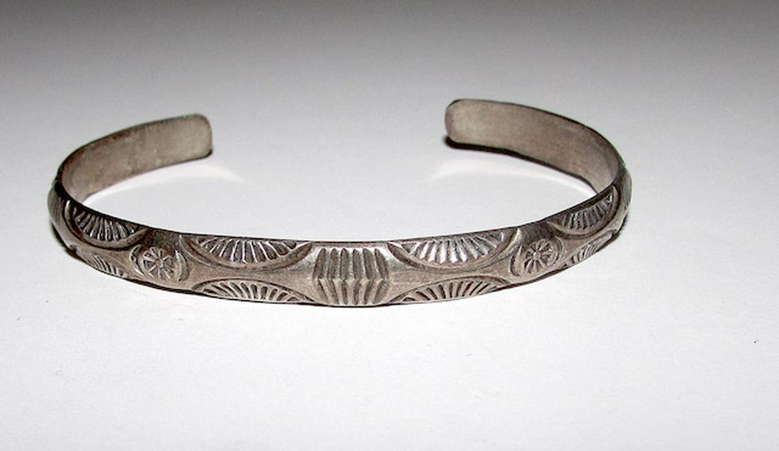 Early Navajo Coin Silver Cuff Bracelet (1 of 3)