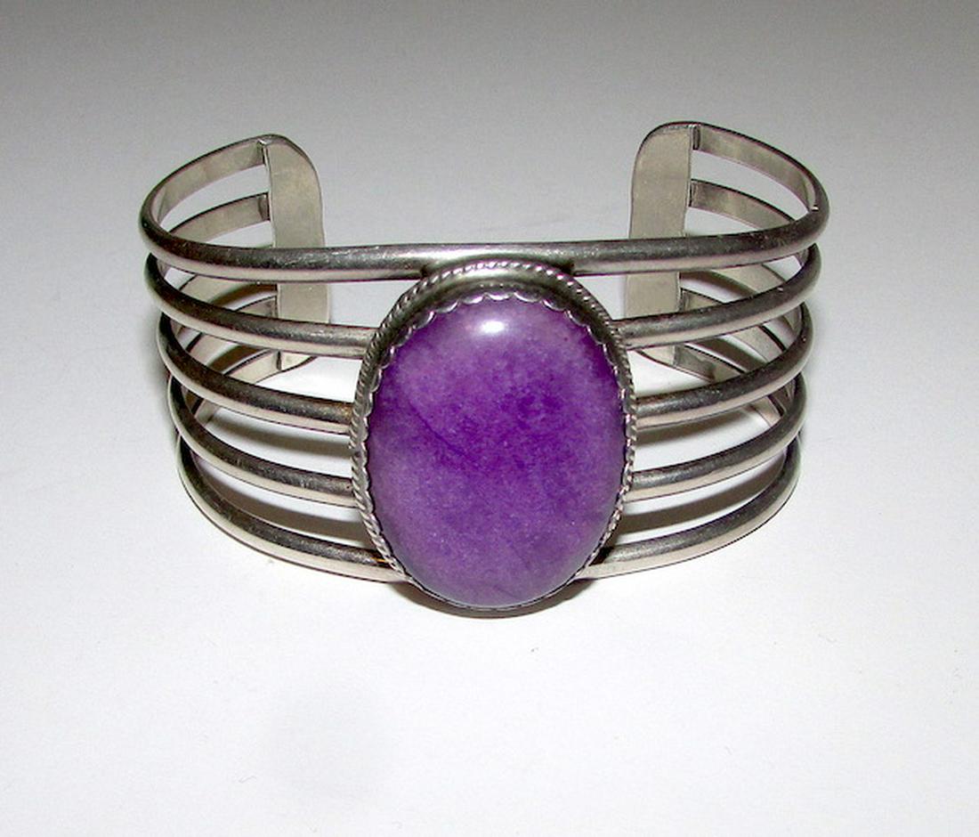 Vintage Navajo Sterling Sugilite Bracelet (1 of 3)