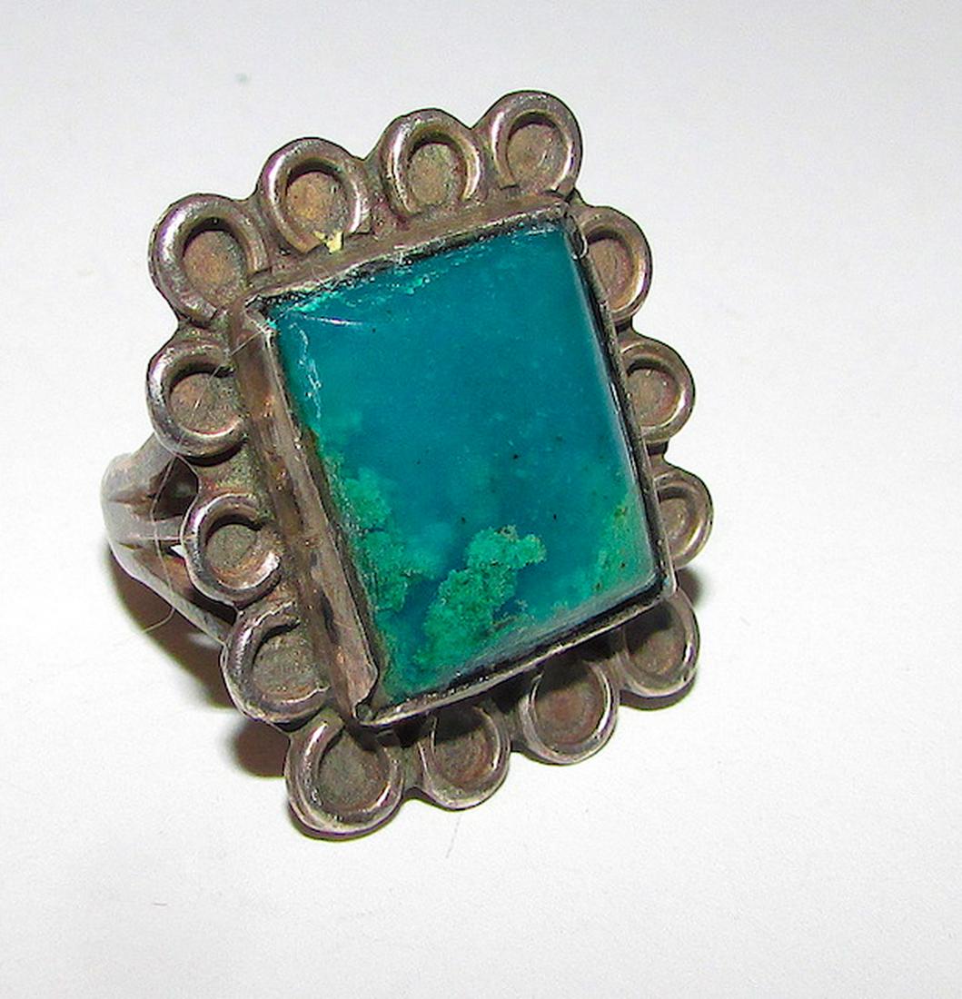Old Pawn Navajo Sterling Turquoise Ring Size 6 (1 of 3)