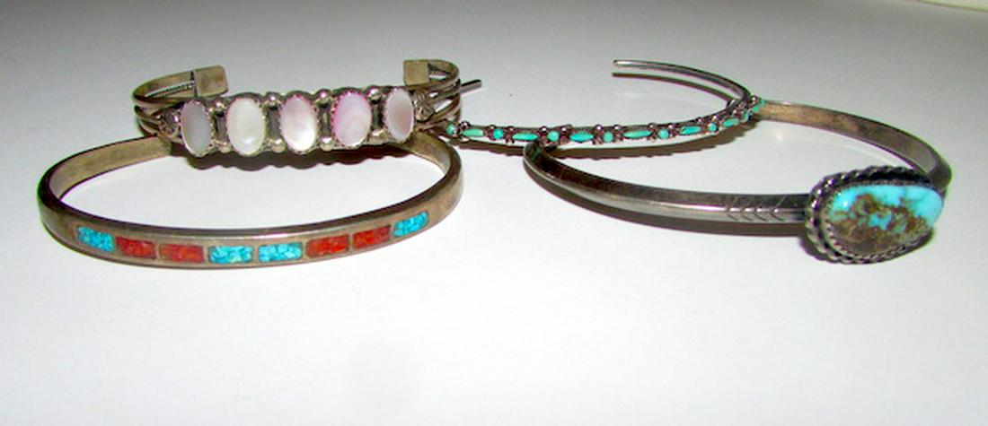 Old Pawn Navajo Sterling Bracelets Jewelry Lot (1 of 3)