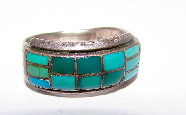 Old Pawn Zuni Inlay Ring  Sz. 9 (1 of 3)