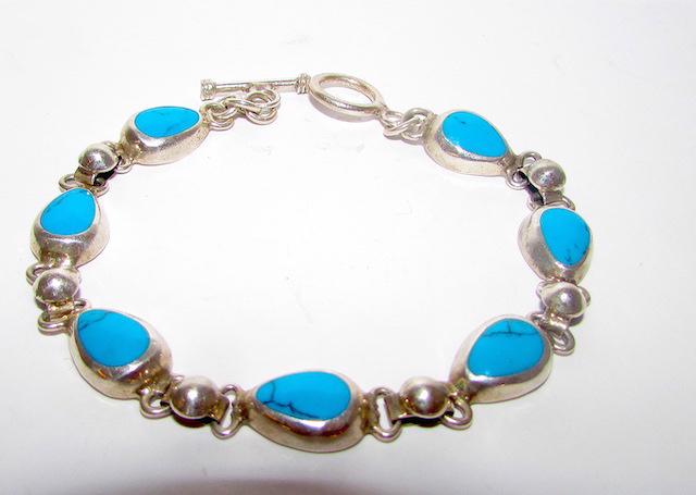 Vintage Mexican Taxco 925 Turquoise Bracelet (1 of 3)